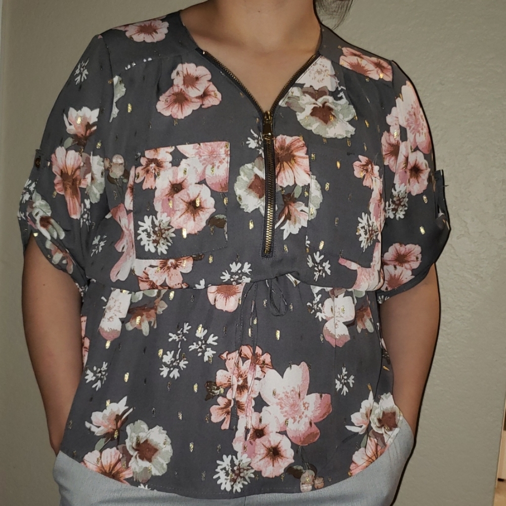 Blouse with Pink Flowers